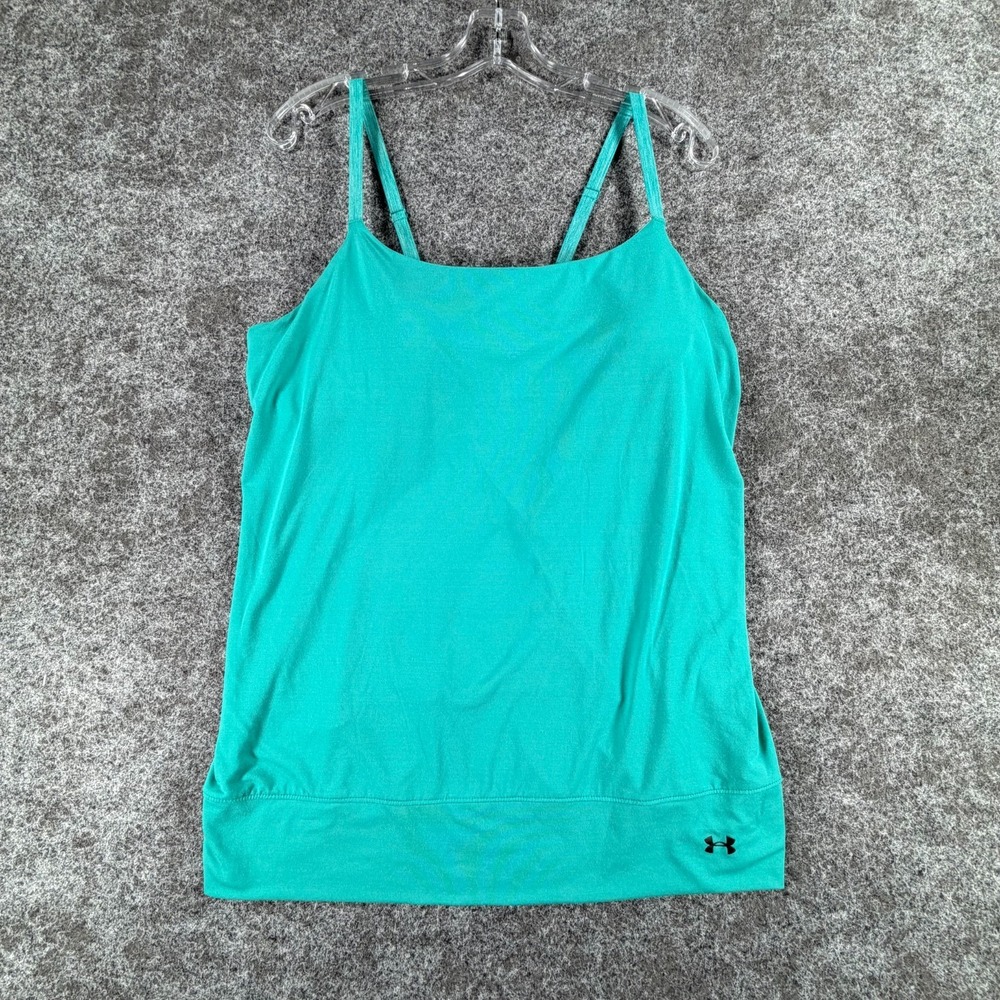 Under Armour Essential Banded Tank Top Womens Aqua Built In Bra Sleeveless